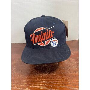 Vintage AJD Virginia Cavaliers Script Snapback Hat Navy Adjustable O3
